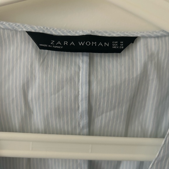 Zara Striped V-Neck Peplum Top - Picture 2 of 6
